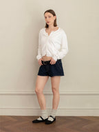 GLOWNY 3/4 G WAFFLE BUTTON FLY TEE (WHITE)