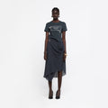 YCH ASYMMETRIC DRAPED SKIRT GREY (R25SK6081GY)