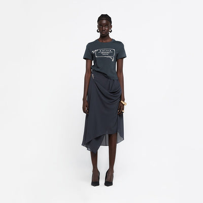 ASYMMETRIC DRAPED SKIRT GREY (R25SK6081GY)