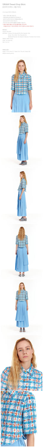 EENK URIAH Tweed Crop Shirt - Blue Multi