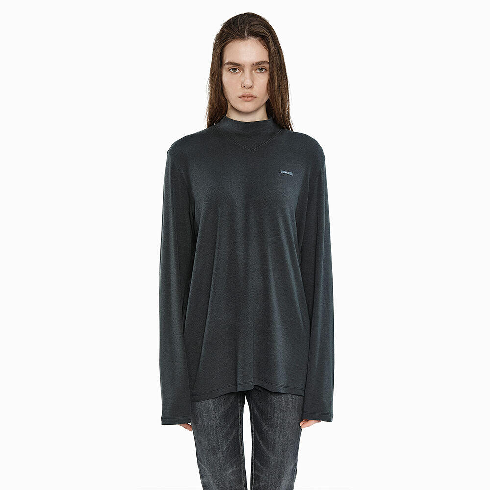 YCH LONG SLEEVE CLASSIC MIDI NECK TOP GREY (W24TS11141GY)