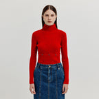 EENK EENK XOLLY Separable Knit Turtleneck - Red
