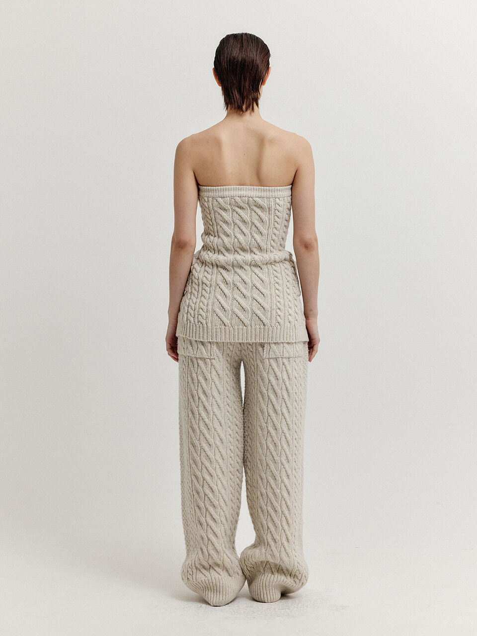 EENK EENK XRA Cable Knit Tube Top - Ivory