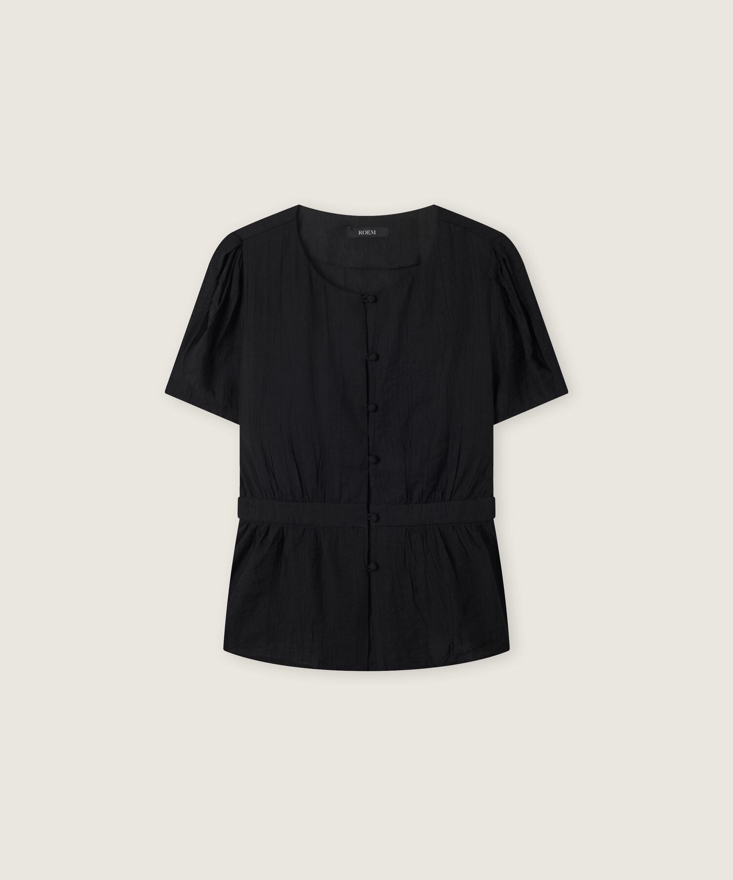 ROEM Round neck belted short sleeve blouse RMBLG37RT6