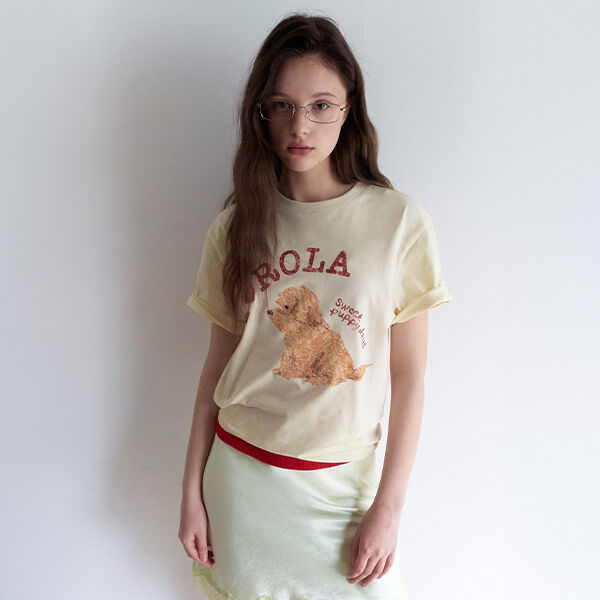 rolarola I LOVE ROLA PUPPY FRIENDS T-SHIRT BUTTER
