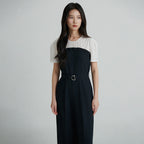 SATIN SATIN Jumpsuit Frill Bustier Layered Belt