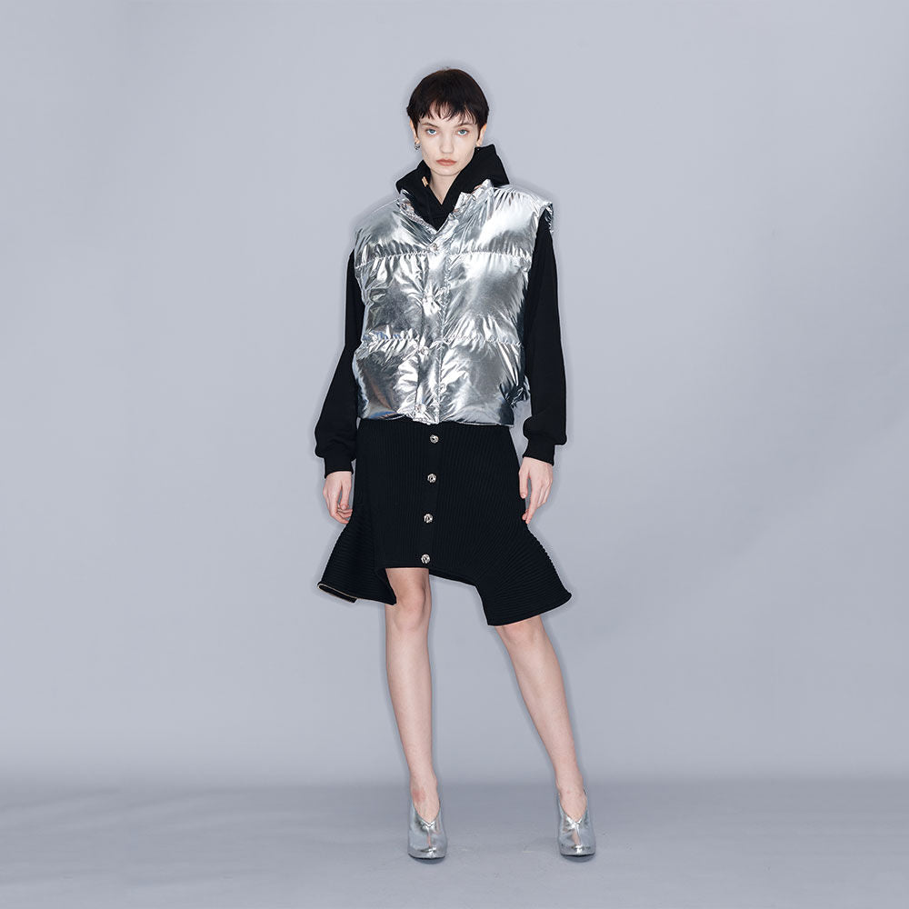 YCH METALLIC DOWN GILET SILVER (W23OT011SV)