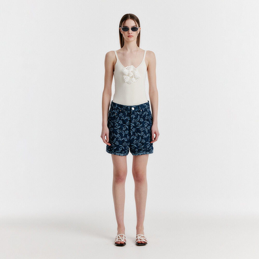 EENK YESSY Jacquard Denim Shorts - Navy