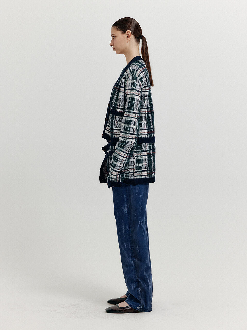 EENK EENK XIVA Separable Jacquard Knit Cardigan - Navy Multi