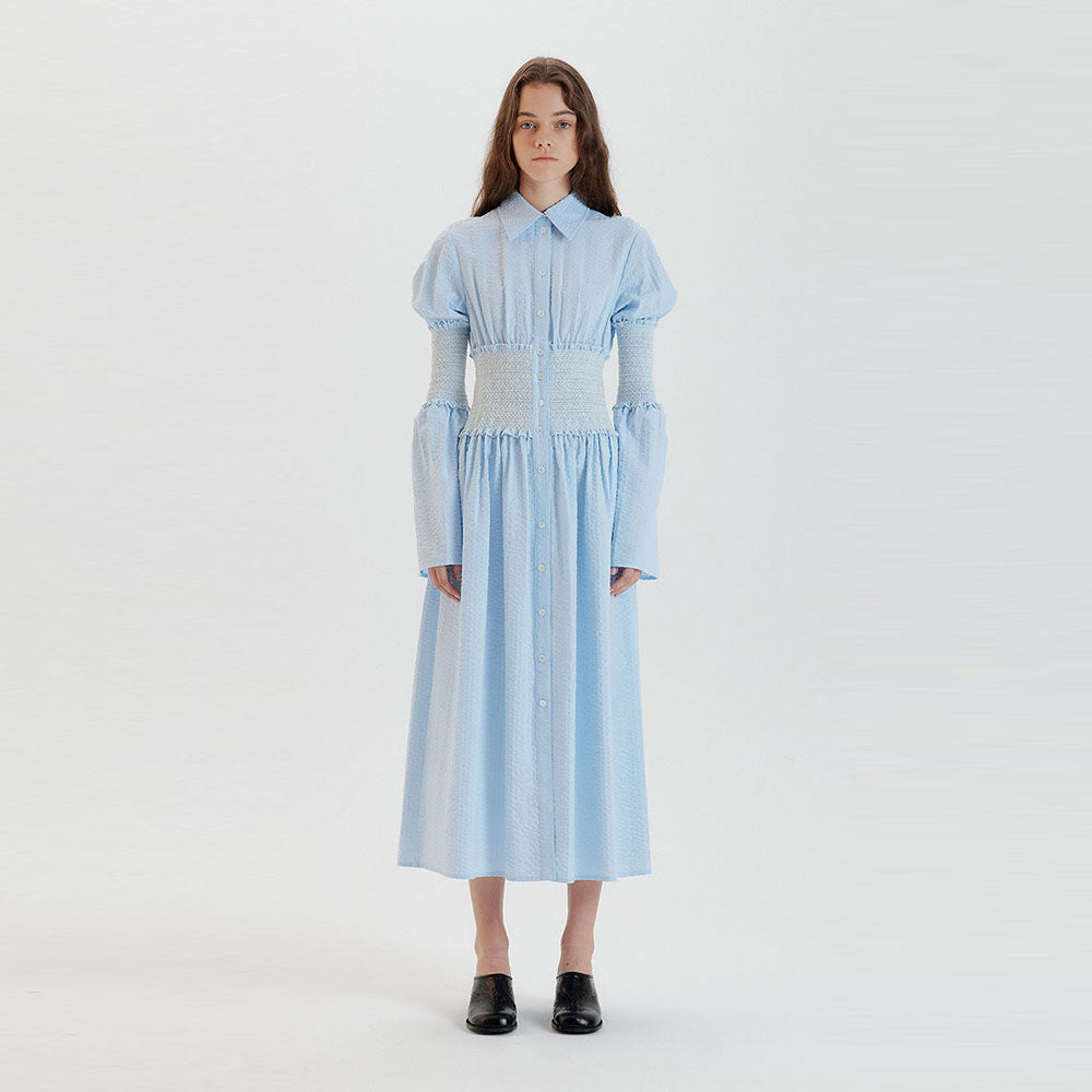 EENK EENK Tiara Smoking Shirt Dress - Sky Blue