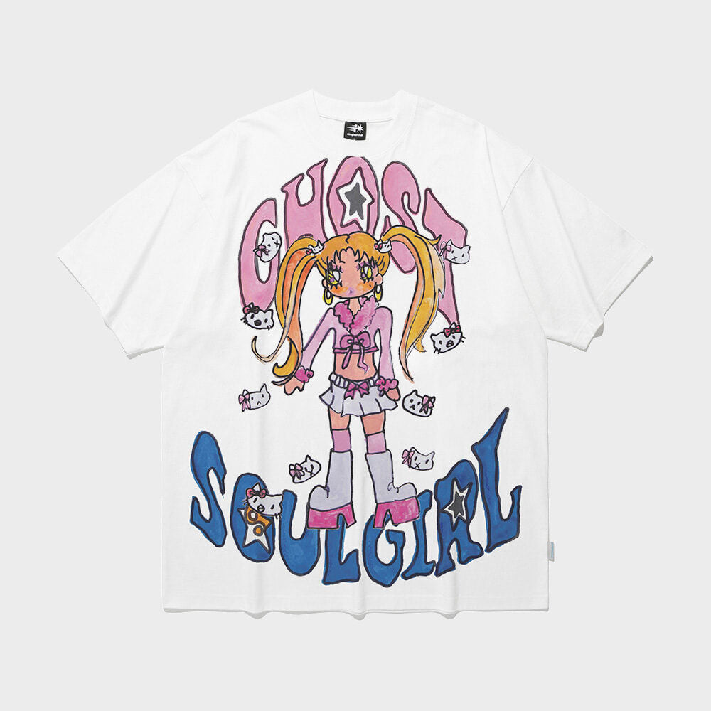 NICEGHOSTCLUB [X SOULPUSSSY CAT]GHOSTSOULGIRL GYARU BIG BIG TEE_WHITE(NG2FMUT510A)
