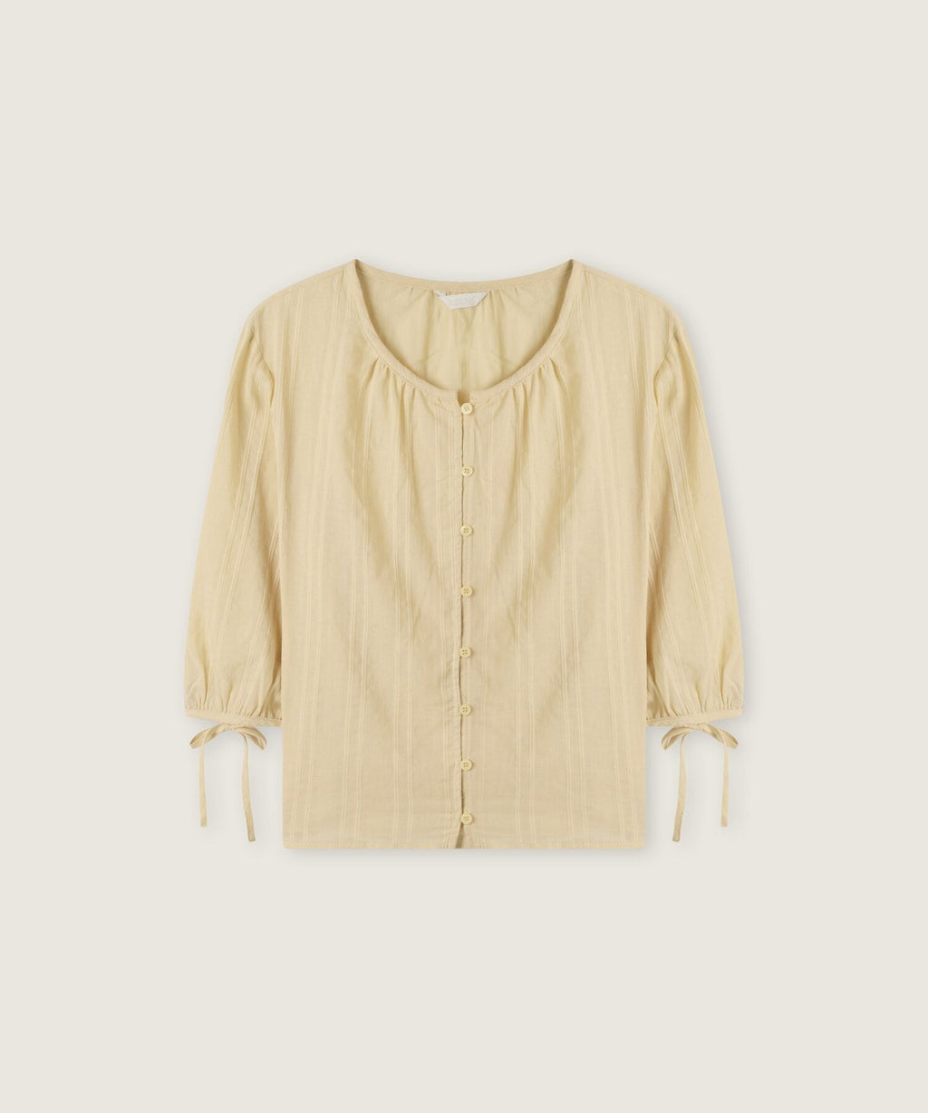 ROEM Three-quarter sleeve crop blouse (White) RMBLG37RT2