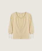ROEM Three-quarter sleeve crop blouse (White) RMBLG37RT2