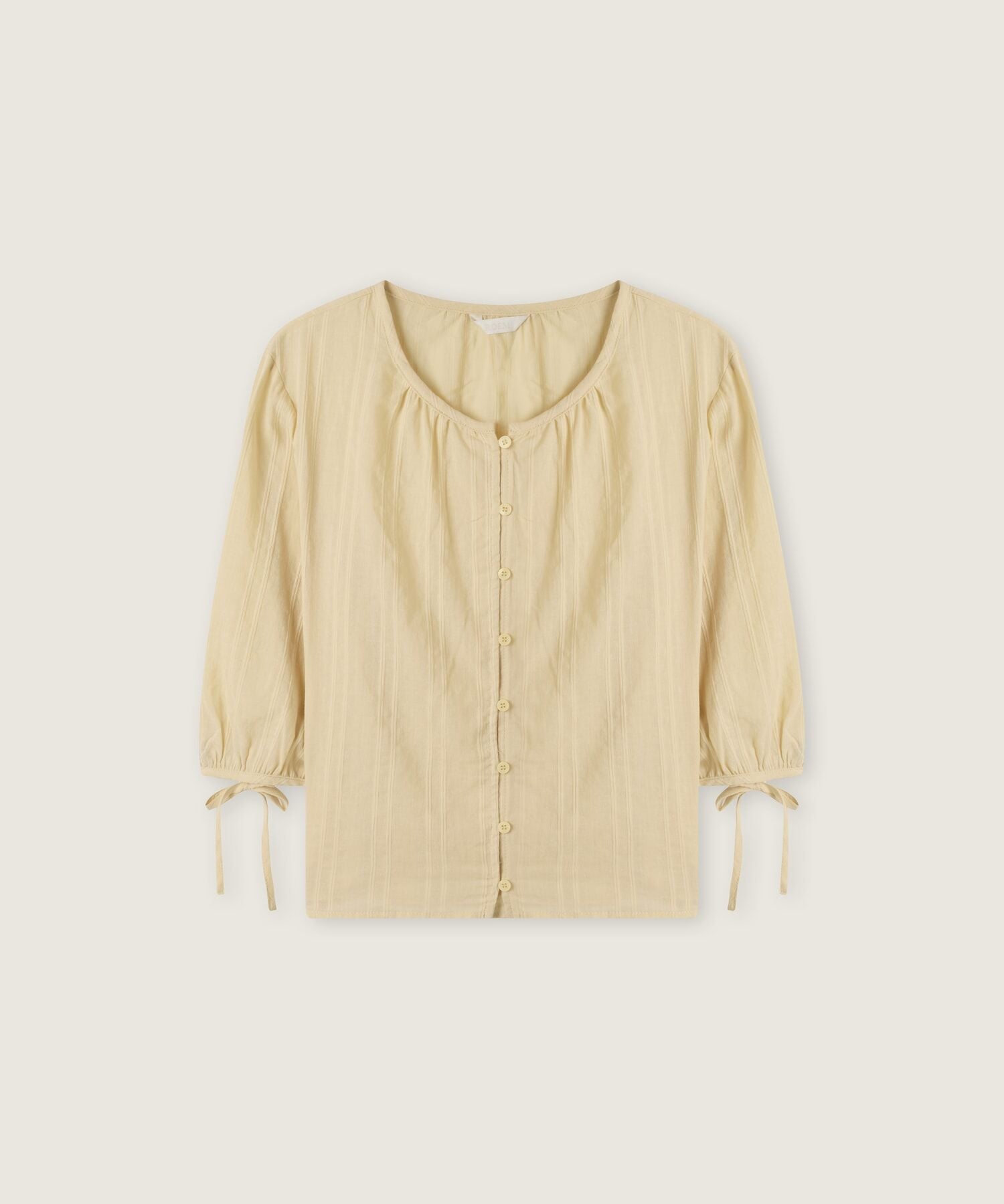 ROEM Three-quarter sleeve crop blouse (White) RMBLG37RT2