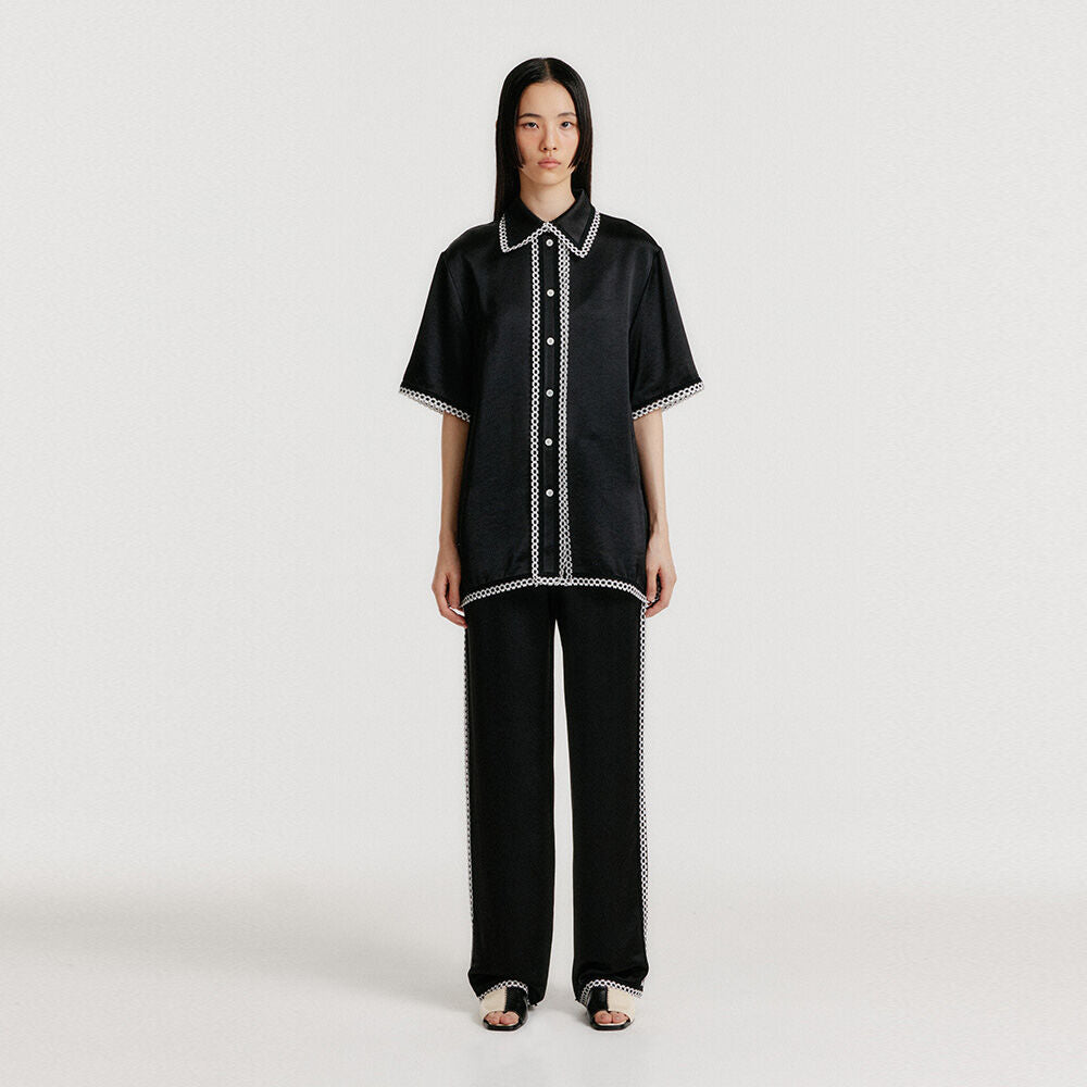 EENK EENK Lace Trim Pants - Black