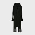 YCH HOODED MUFFLER KINT LONG TOP BLACK (W24KT9031BK)