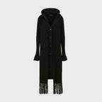 YCH HOODED MUFFLER KINT LONG TOP BLACK (W24KT9031BK)