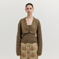 EENK EENK XOLERO V-neck Crop Knit Cardigan - Khaki