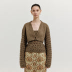 EENK EENK XOLERO V-neck Crop Knit Cardigan - Khaki