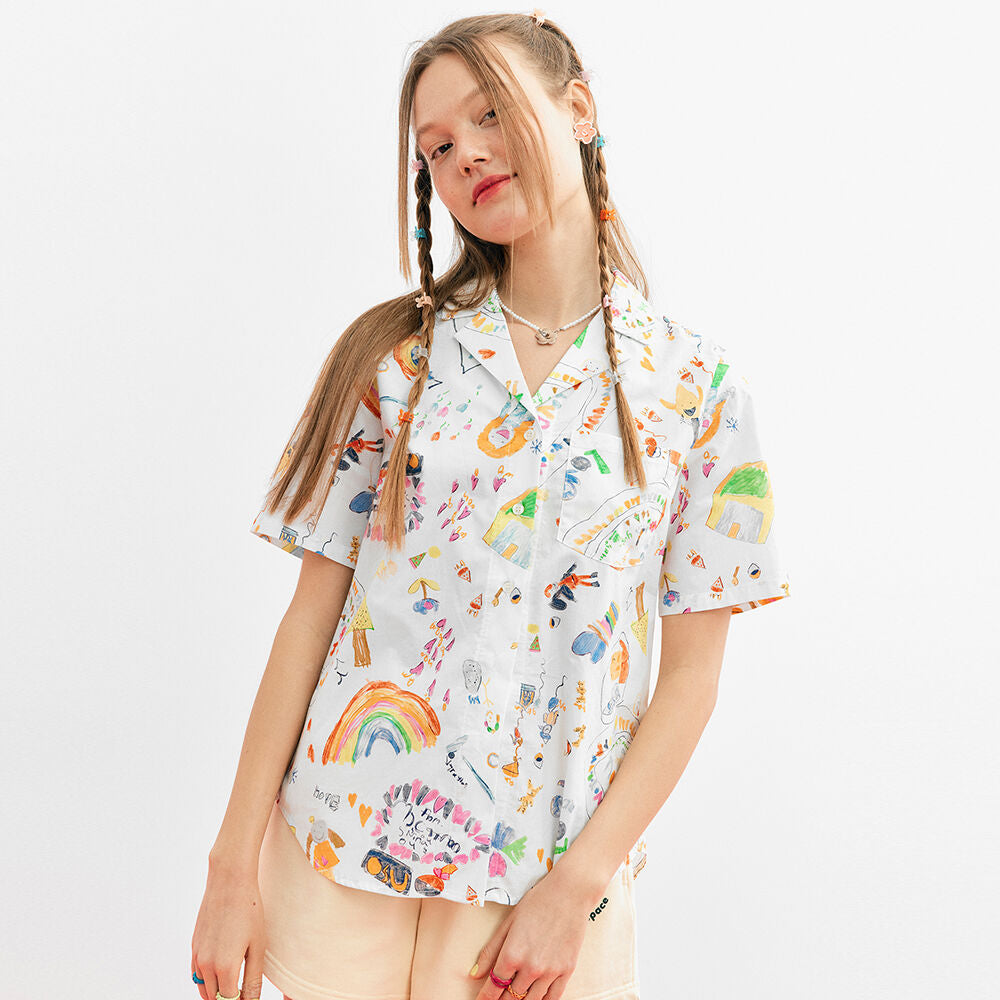 JUNEJUNE SPACE Painting Shirts_Ivory