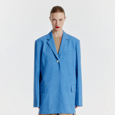 YAVA Adjustable-waist Single Jacket - Blue