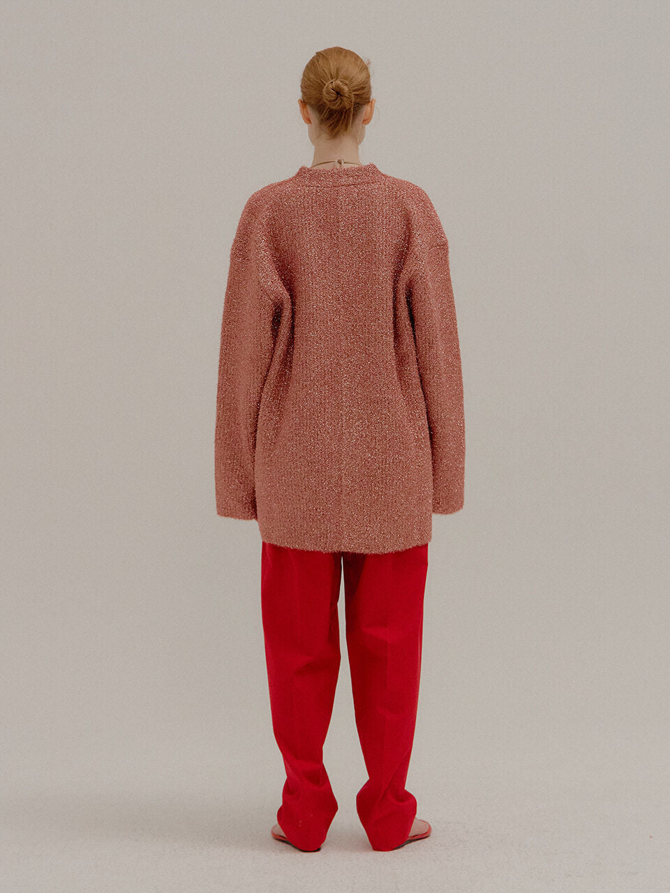 EENK EENK POBE Oversized Metallic Ribbed-knit Cardigan