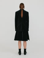 EENK ZAKIT Single-Breasted Blazer with Brooch - Black Velvet