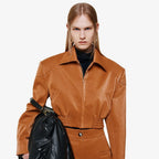 YCH WOOL-BLEND CROPPED JACKET CAMEL (F24OT0042CM)