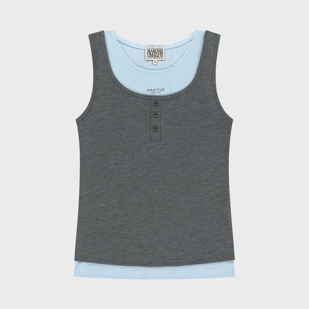 MARITHÉ+FRANҪOIS GIRBAUD W LAYERED SLEEVELESS heather charcoal