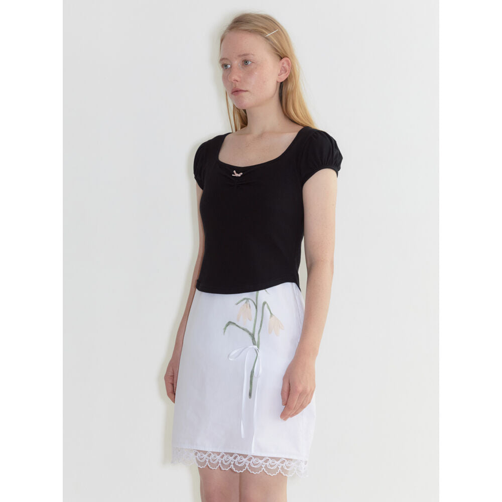 SINOON Round Shirring T-Shirt (Black)