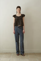 J'ASP Blossom Ribbon Crop Top (Black)