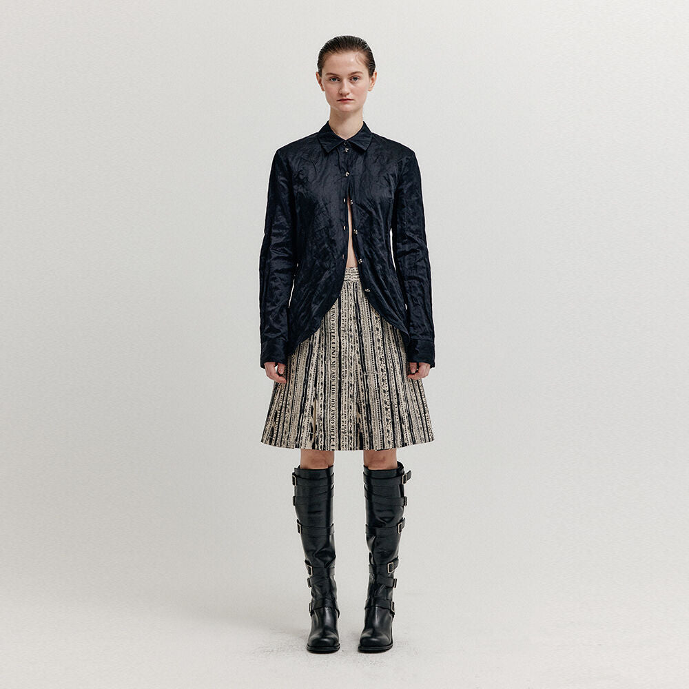 EENK EENK XOVEL Pintucked Skirt - Black/Beige