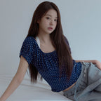 rolarola DOT PUFF T-SHIRT NAVY