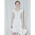 SINOON Round Shirring T-Shirt (White)