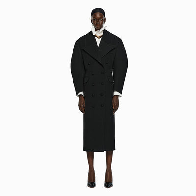 DOUBLE-BREASTED LONG COAT BLACK (W24CT1051BK)