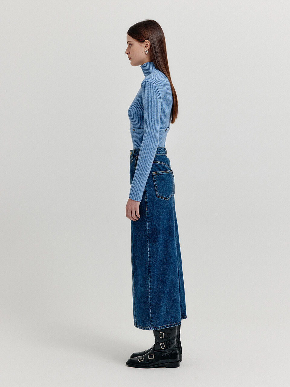 EENK EENK XOLLY Separable Knit Turtleneck - Sky Blue