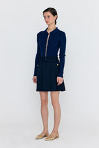 EENK EENK WENDEL Double-Belted Pleated Mini Skirt - Navy