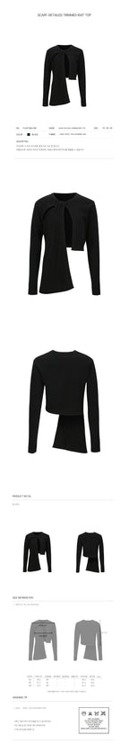 YCH SCARF-DETAILED TRIMMED KNIT TOP BLACK (F24KT8061BK)