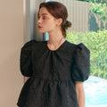 CAMINO Summer puff short sleeve blouse black