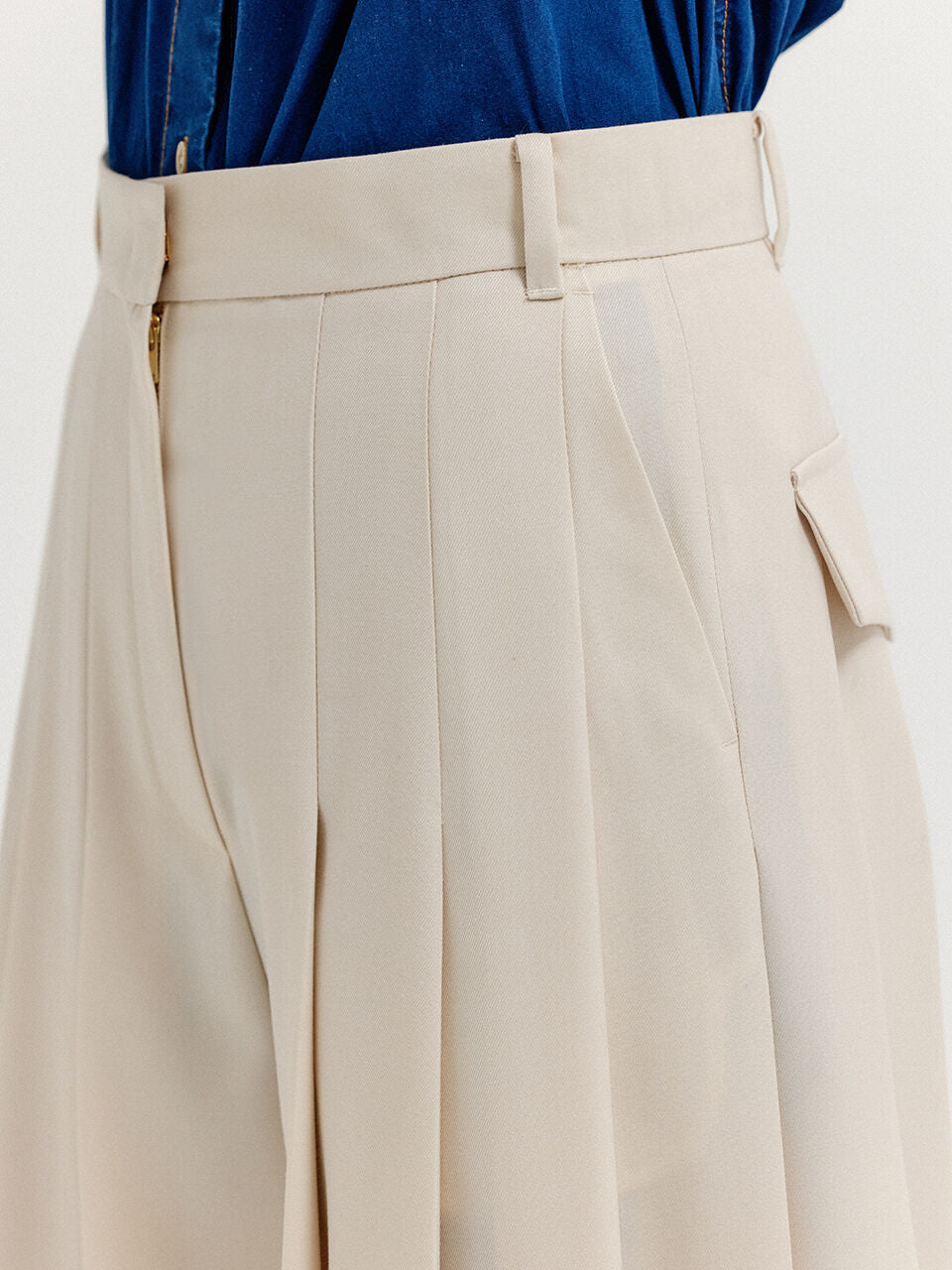 EENK EENK XLEAT Pleated Wide Pants - Ivory