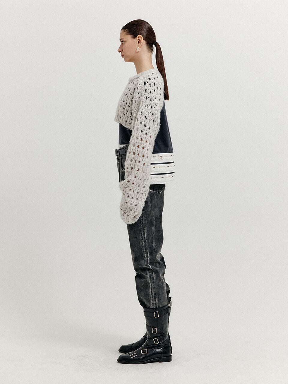 EENK EENK XEKO Open Back Crop Knit Top - Grey