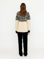 EENK EENK VIBBLE Paneled Lettering Jacquard Pullover - Beige/Black