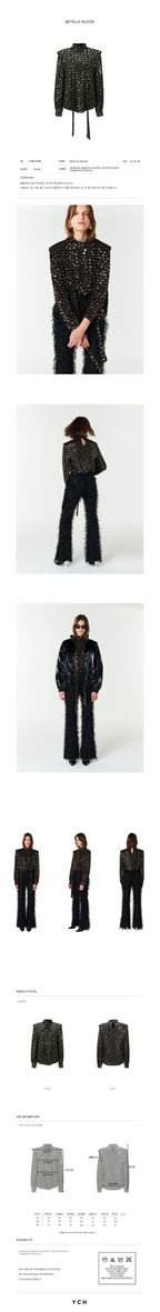 YCH METALLIC BLOUSE BLACK (F23BL303BK)