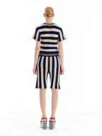 EENK ULLAD Stripe Knit Shorts - Navy/Beige Stripe