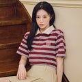 MARITHÉ+FRANҪOIS GIRBAUD SMALL CLASSIC LOGO PK COLLAR TEE stripe