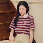 MARITHÉ+FRANҪOIS GIRBAUD SMALL CLASSIC LOGO PK COLLAR TEE stripe