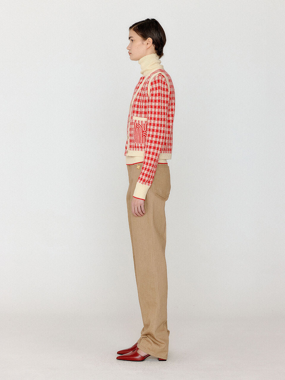 EENK EENK VITA Gingham Check Knit Vest - Red/Ivory