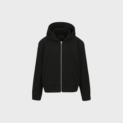 ZIP-UP COTTON HOODIE BLACK (F24OT0121BK)