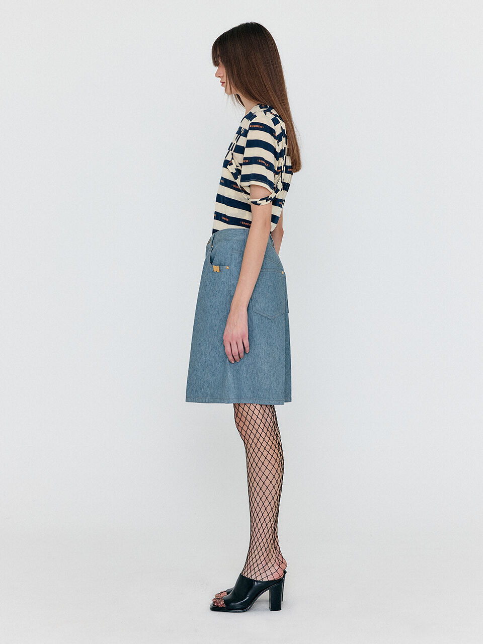 EENK EENK WECO Denim Biker Shorts - Grey Blue