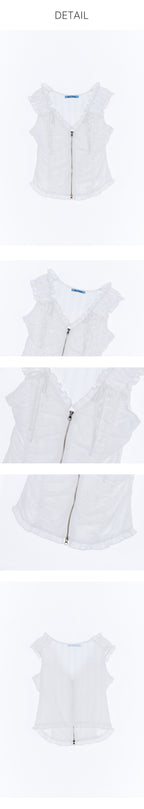 RoséFrantz Two-way Frill Ribbon Sleeveless [White]